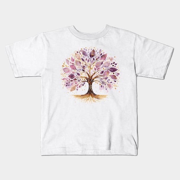 Yoga Tree of Life Kids T-Shirt by Heartsake